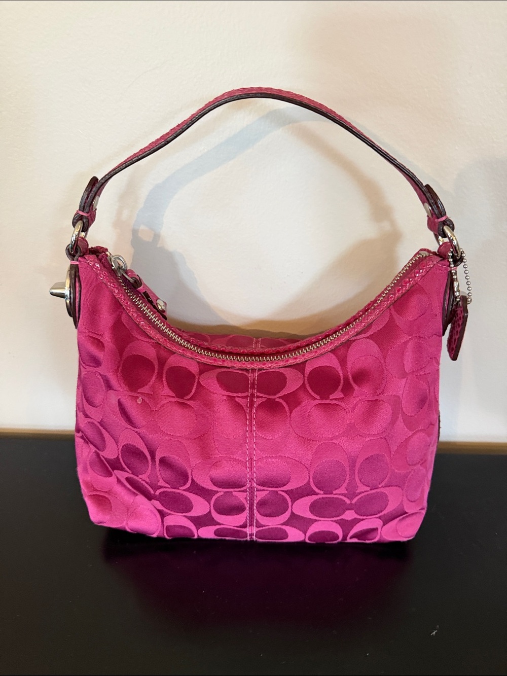 Coach Pink Signature Mini Hobo Shoulder Bag